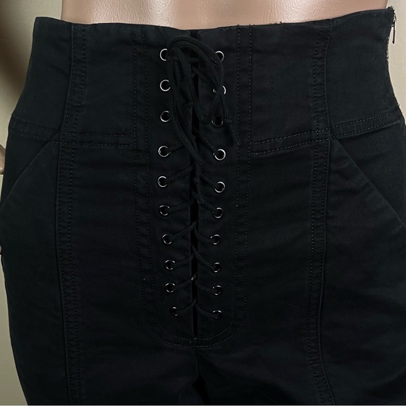 NEW A.L.C. REVOLVE BLACK LACE-UP CROPPED PANTS - Picture 3 of 7